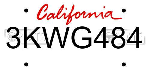 3KWG484 California License Plate