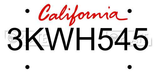 3KWH545 California License Plate