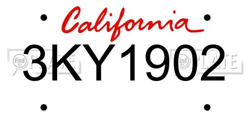 3KY1902 California License Plate
