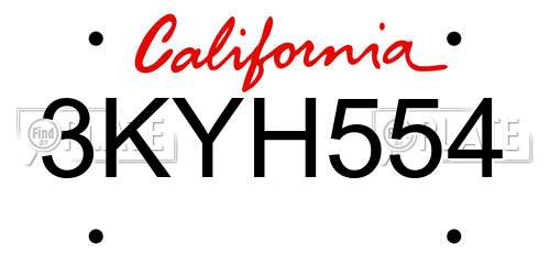 3KYH554 California License Plate