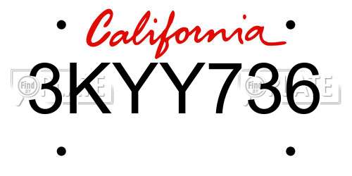 3KYY736 California License Plate