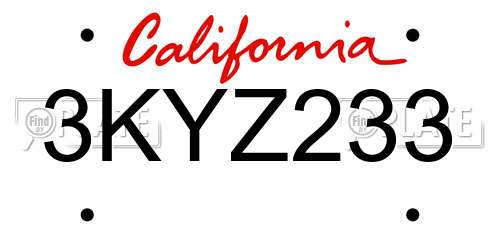 3KYZ233 California License Plate
