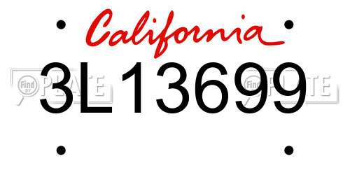 3L13699 California License Plate