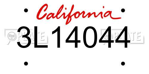 3L14044 California License Plate
