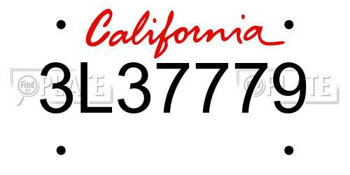 3L37779 California License Plate
