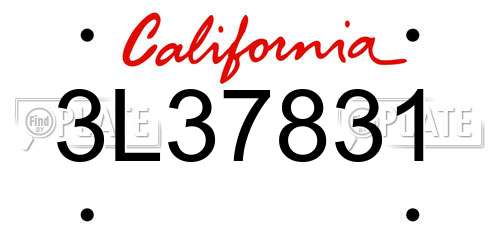 3L37831 California License Plate