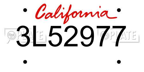 3L52977 California License Plate