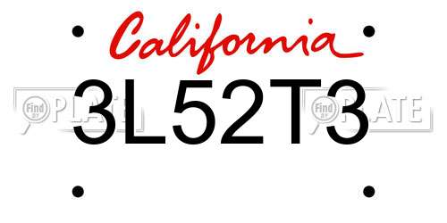 3L52T3 California License Plate