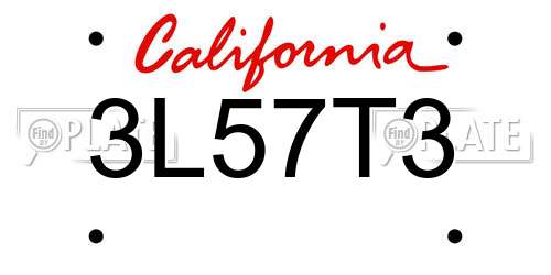 3L57T3 California License Plate
