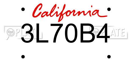 3L70B4 California License Plate