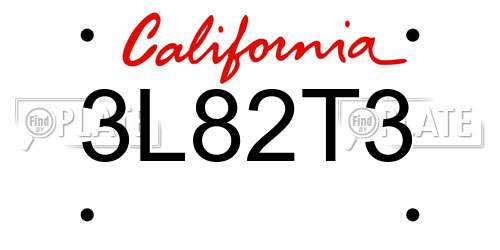 3L82T3 California License Plate