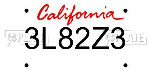 3L82Z3 California License Plate