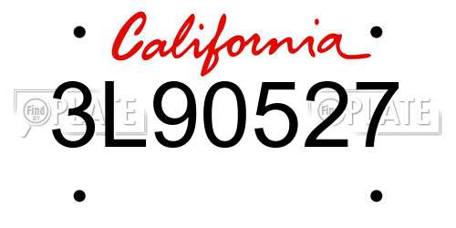 3L90527 California License Plate