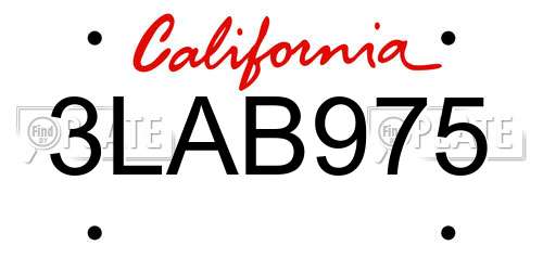 3LAB975 California License Plate
