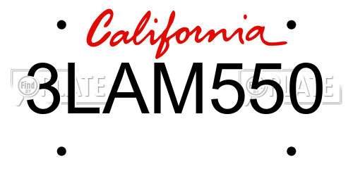 3LAM550 California License Plate