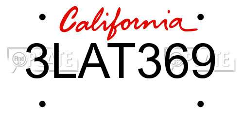 3LAT369 California License Plate