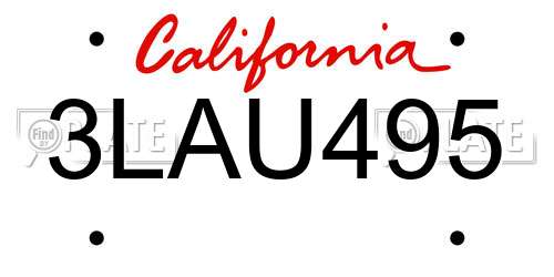 3LAU495 California License Plate