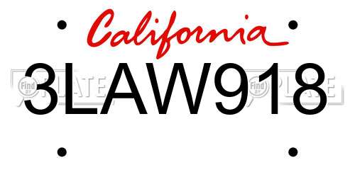 3LAW918 California License Plate