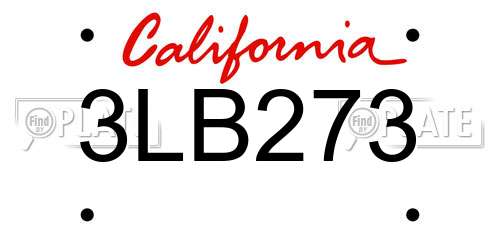 3LB273 California License Plate