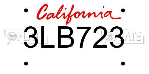 3LB723 California License Plate