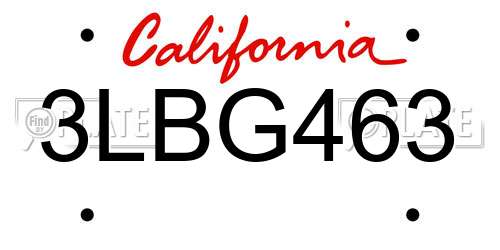 3LBG463 California License Plate