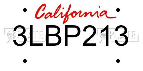 3LBP213 California License Plate
