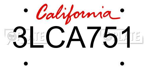 3LCA751 California License Plate
