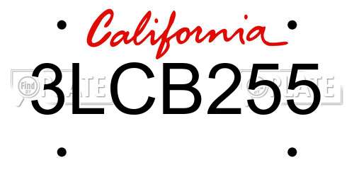 3LCB255 California License Plate