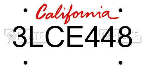 3LCE448 California License Plate