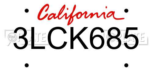 3LCK685 California License Plate