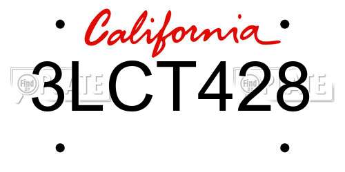 3LCT428 California License Plate