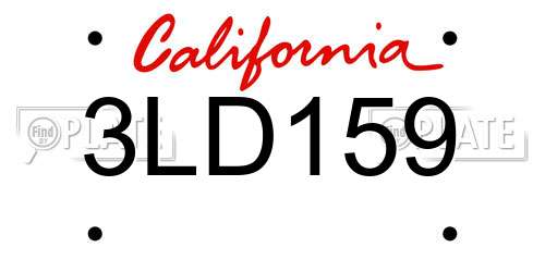 3LD159 California License Plate