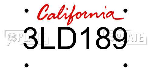 3LD189 California License Plate