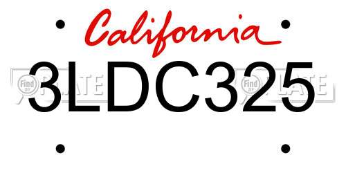 3LDC325 California License Plate