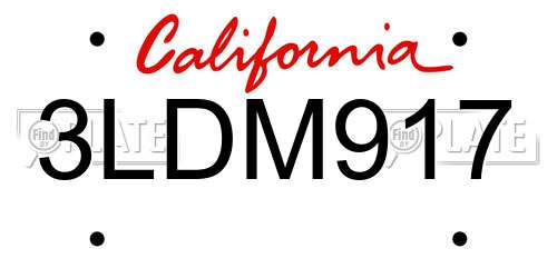 3LDM917 California License Plate