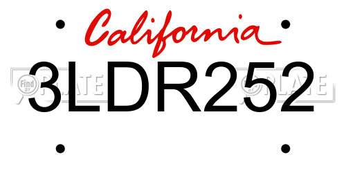 3LDR252 California License Plate