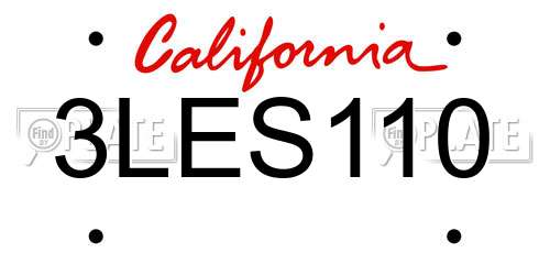 3LES110 California License Plate