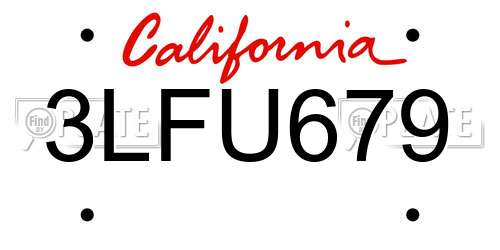 3LFU679 California License Plate