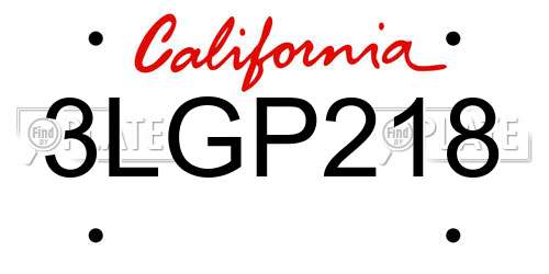 3LGP218 California License Plate