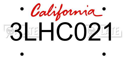3LHC021 California License Plate
