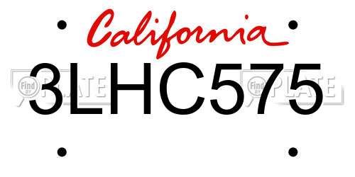 3LHC575 California License Plate