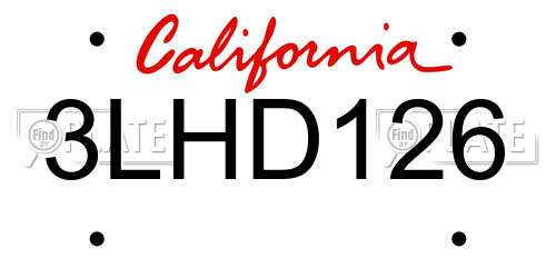 3LHD126 California License Plate