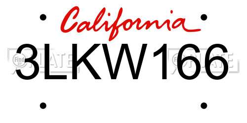 3LKW166 California License Plate