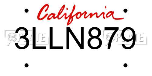 3LLN879 California License Plate