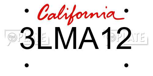 3LMA12 California License Plate