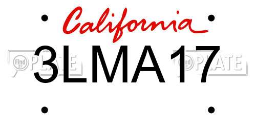 3LMA17 California License Plate