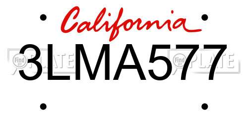 3LMA577 California License Plate