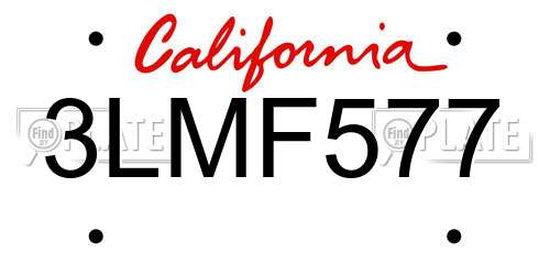 3LMF577 California License Plate