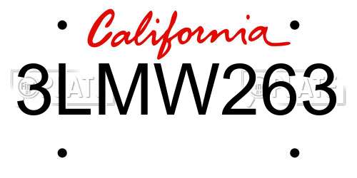 3LMW263 California License Plate