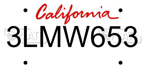 3LMW653 California License Plate